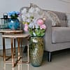 Tall blue-green hardened glass vase The Iridescent Dune Vase