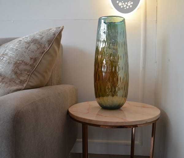 Tall blue-green glass vase The Iridescent Dune Vase