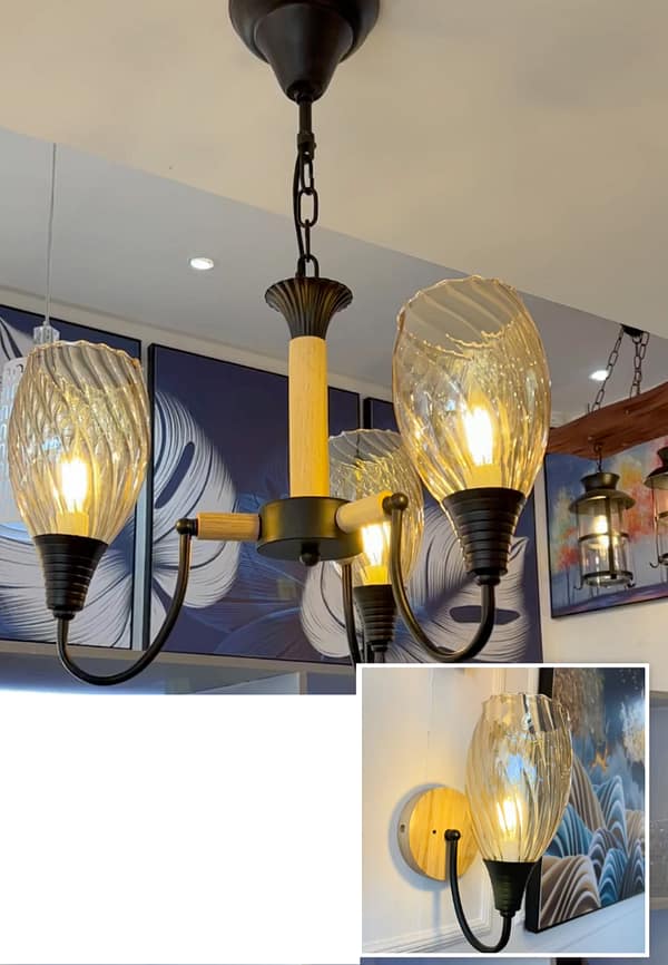 The Twist Glass Sconce and Chandelier Set. The Twist Glass Sconce and Chandelier Set